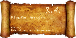 Klopfer Arnolda névjegykártya